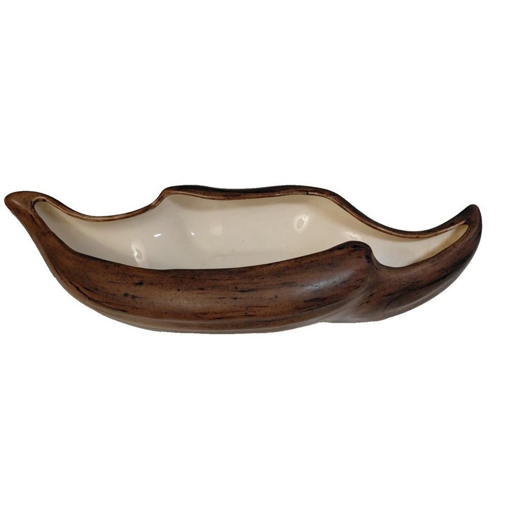 Vintage Ken Ocorr MCM Ceramic Sculptural Nut / Seed Pod Bowl, 16", Signed